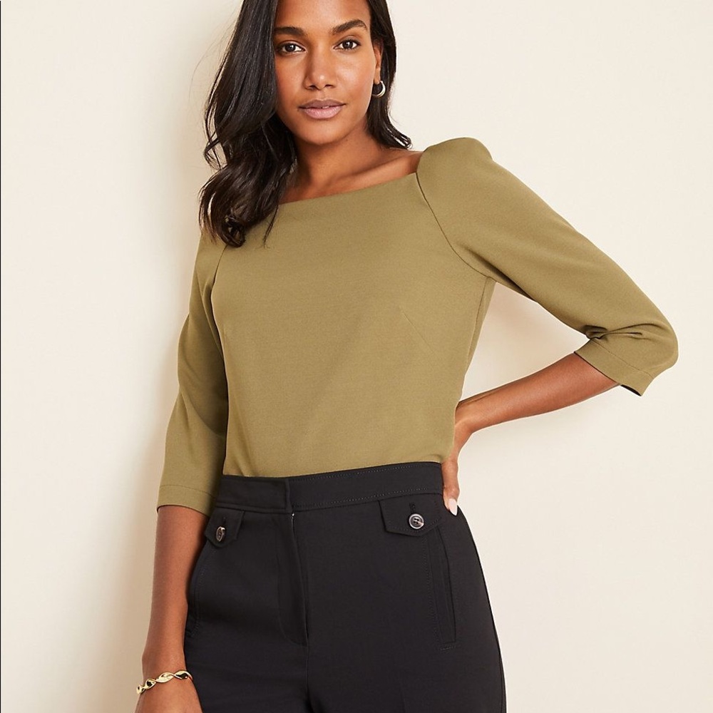 NWT Ann Taylor puff sleeve square neck top